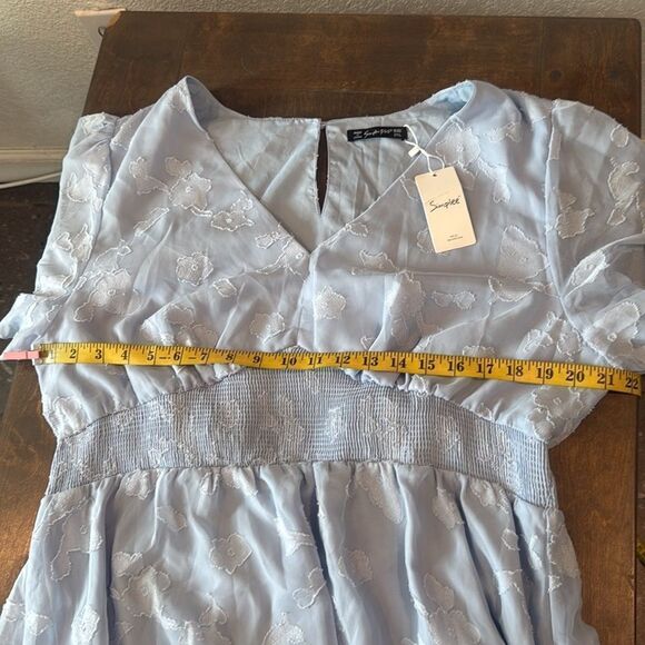 Simplee Boho Floral V Neck Formal Maxi Ruffle Flowy Bridesmaid Wedding Dress - Picture 10 of 13